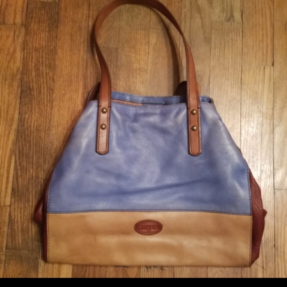 Vintage blue black and tan Fossil purse ZB5677